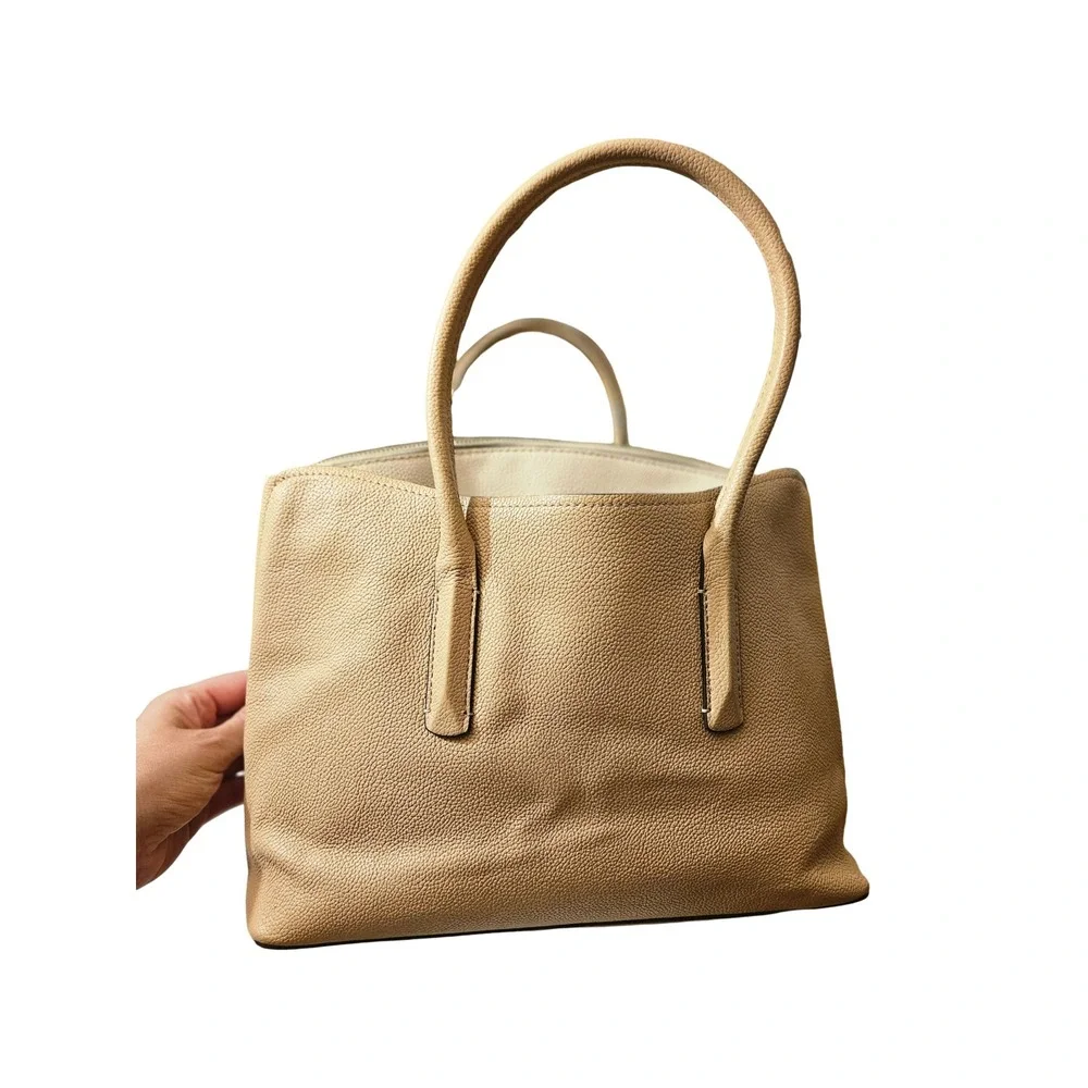 Kate Spade New York Beige Pebbled Leather Tote Bag with Scarf and Heart Charm